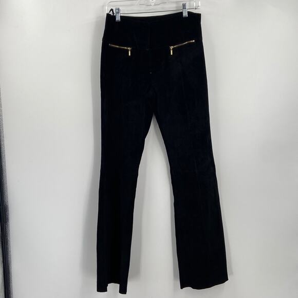 Vintage Y2K in suede black suede high rise flare pants - Picture 1 of 7